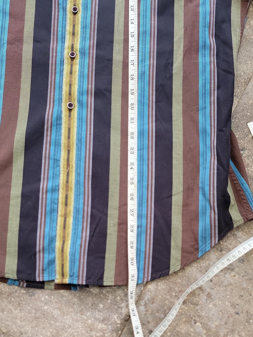 Robert Graham Striped Button-Down Shirt Cotton & Silk Sz L - Picture 8 of 12